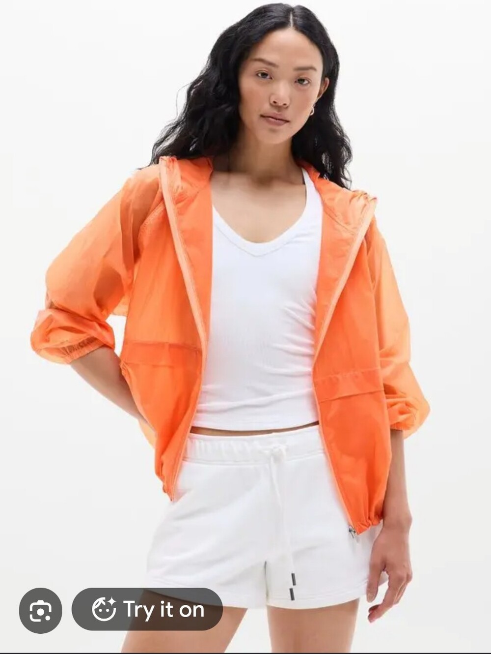 NWT Athleta Sheer Zip Jacket in Papaya Orange S